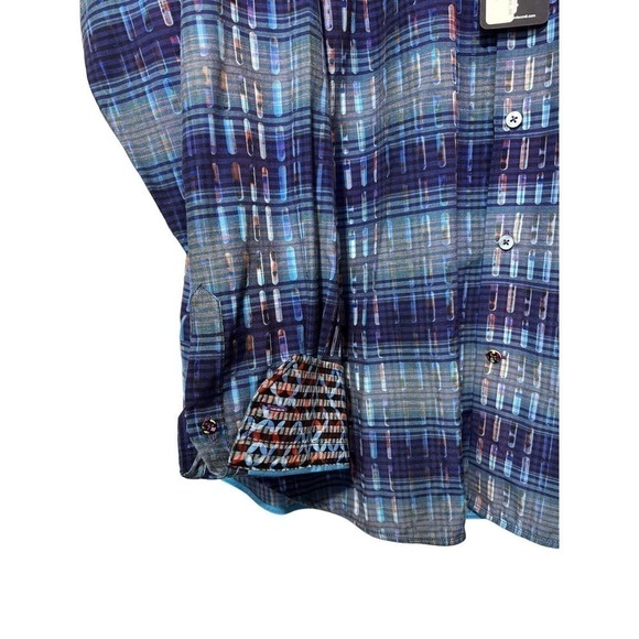 Luchiano Visconti Men's XXL Long Sleeve Button Down Cotton Blend Blue Multi NWT - Picture 5 of 16